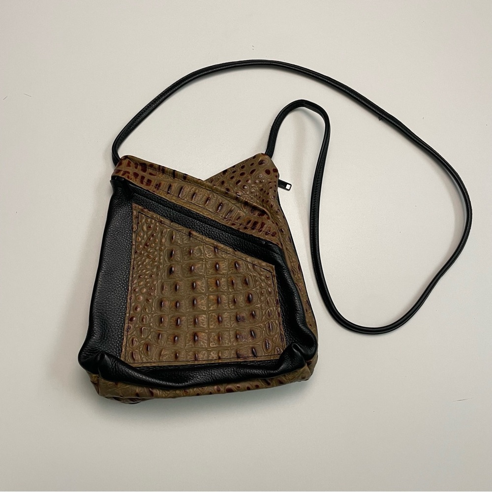 Vintage Thomas Leathers Tom Thomas Purse Crossbody Pockets Brown Green Black